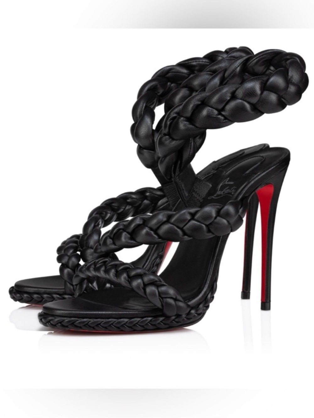 Christian Louboutin Fatima 120
Black Braided Leather heels
RETAIL 1,595